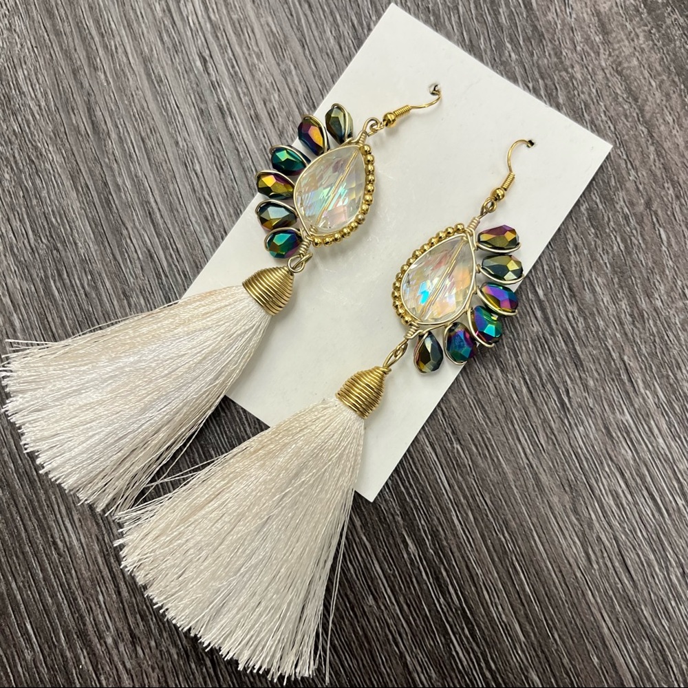 *SOLD* Peacock Tassle Earrings